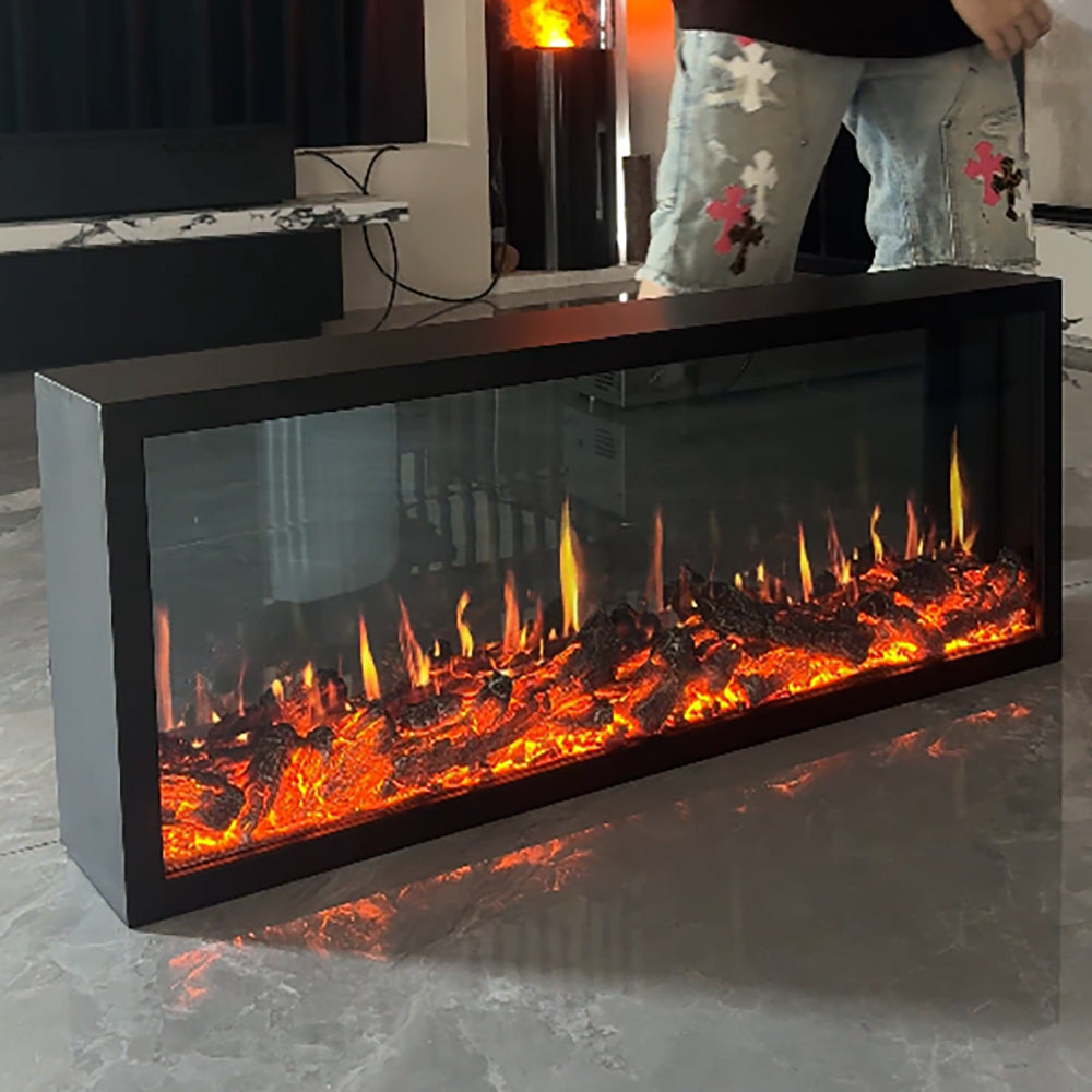 100CM 4K Projection Fireplace — Digital Flame Screen, Sync Crackle Sound, Brightness/Speed Adj, Remote & Voice Control, Smoke-Free