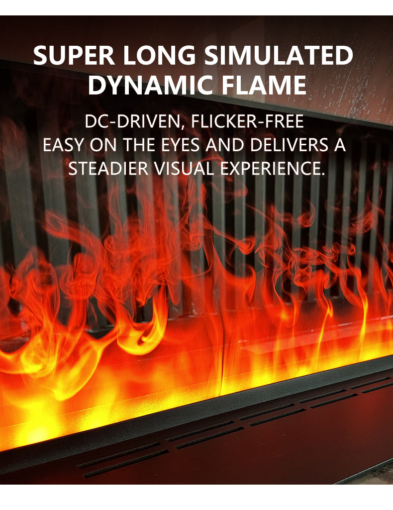 200CM 3D Steam Electric Fireplace for Living Room, Smart Simulated Flame, App-Controlled Atomization, TV Cabinet LED Fireplace