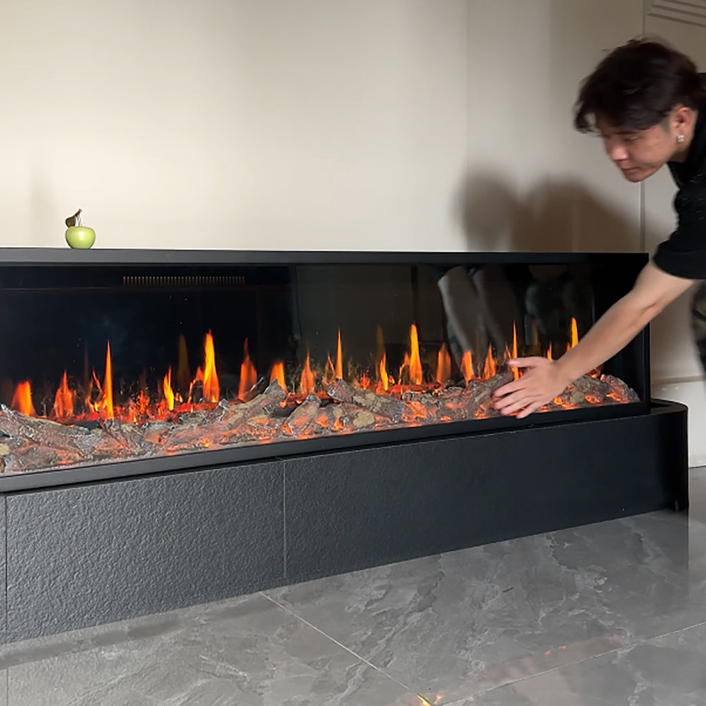 180CM 4K Home Projection Fireplace — Multi-Scene Flame Modes, Sync Crackle, Remote & Voice Control, Brightness/Speed Adj, No Smoke