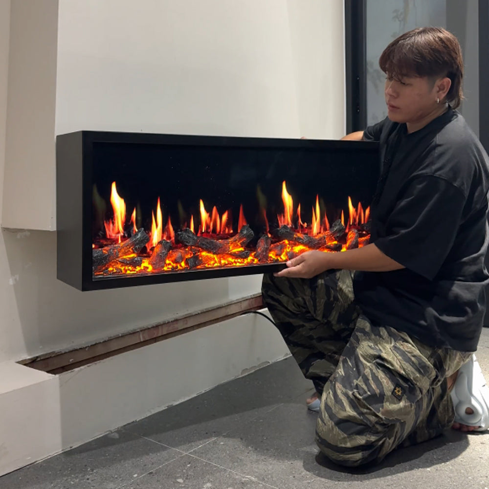 180CM 4K Home Projection Fireplace — Multi-Scene Flame Modes, Sync Crackle, Remote & Voice Control, Brightness/Speed Adj, No Smoke
