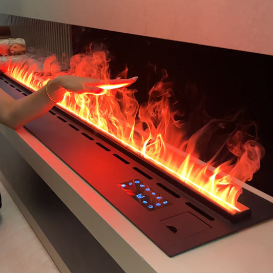 120CM 3D Atomized Water Fireplace with Colorful Mist Flame, Eco-friendly Indoor Decorative Vapor Fireplace, Customizable LED Effects