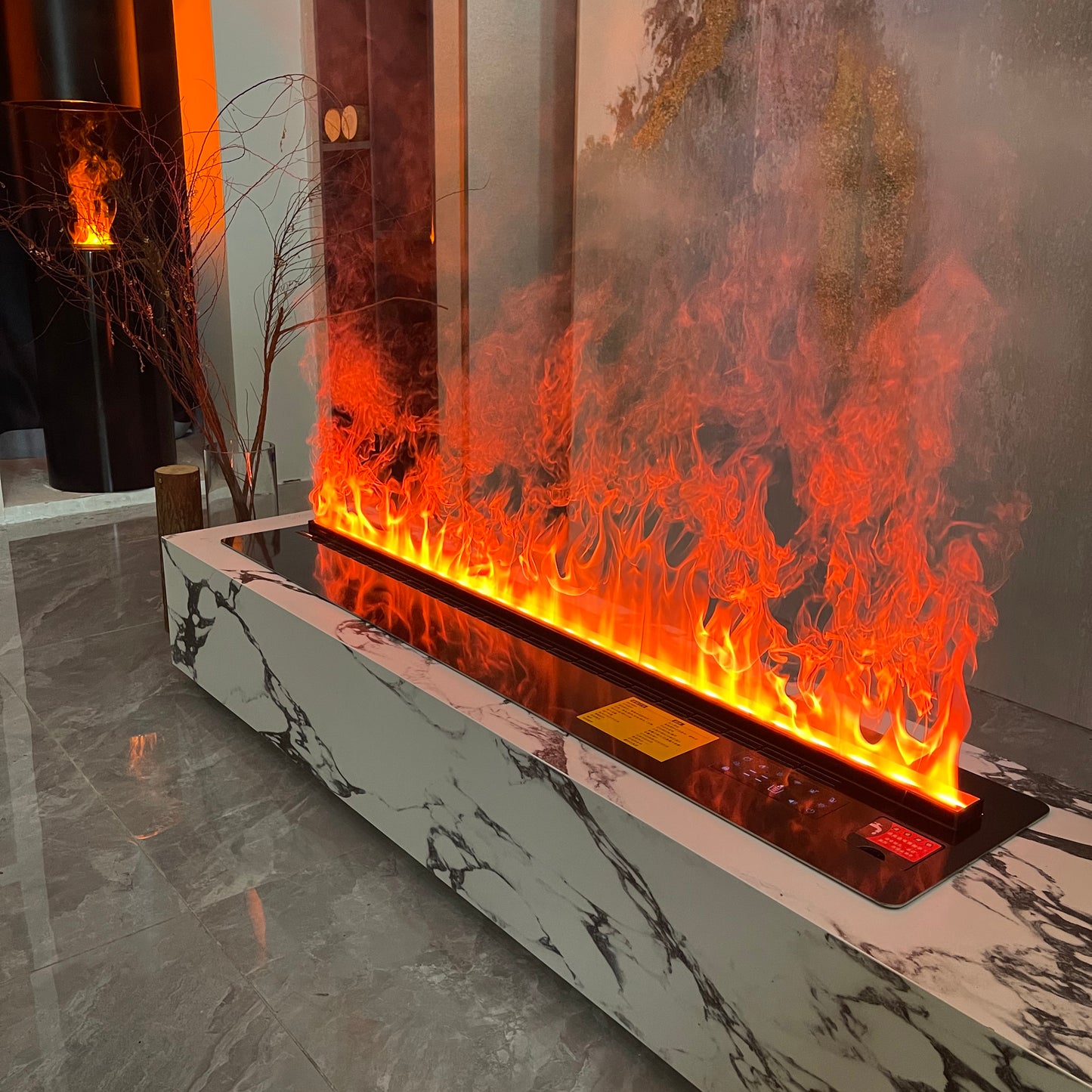 80CM Built-In 3D Vapor Fireplace with Auto Water Supply System, App & Remote Control, Realistic Mist Flame