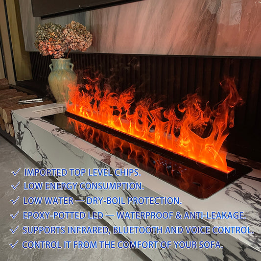 250CM Intelligent Multi-Color Atomization Fireplace with Auto Water Refill, Luxury Designer Home Decor, 3D Vapor Electric Fireplace