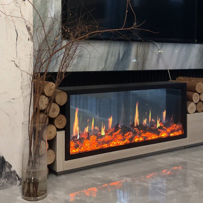 100CM 4K Projection Fireplace — Digital Flame Screen, Sync Crackle Sound, Brightness/Speed Adj, Remote & Voice Control, Smoke-Free