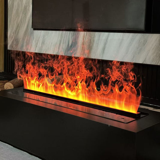 150CM Smart 3D Atomized Fireplace with Colorful Steam Flame, Decorative Indoor Water Mist Fireplace, App + Remote Control