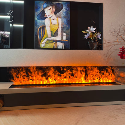 80CM Built-In 3D Vapor Fireplace with Auto Water Supply System, App & Remote Control, Realistic Mist Flame