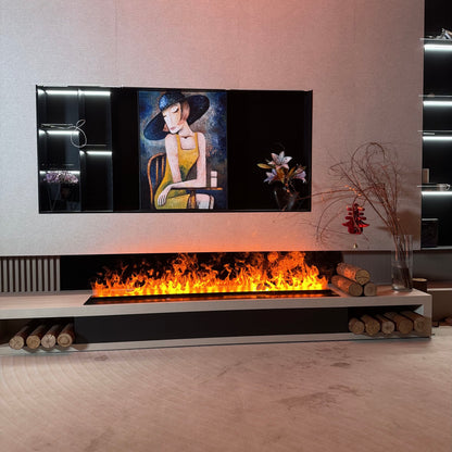 80CM Built-In 3D Vapor Fireplace with Auto Water Supply System, App & Remote Control, Realistic Mist Flame