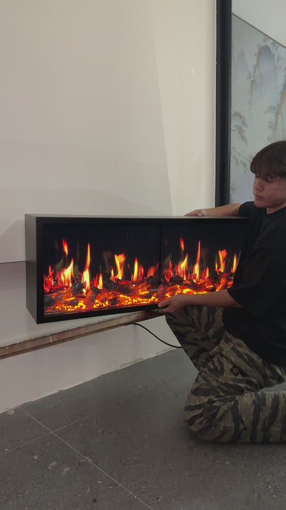 100CM 4K Projection Fireplace — Digital Flame Screen, Sync Crackle Sound, Brightness/Speed Adj, Remote & Voice Control, Smoke-Free